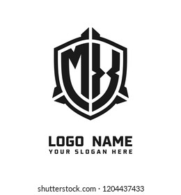 Initial MX abstract shield logo template vector