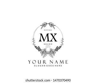 Initial MX beauty monogram and elegant logo design, handwriting logo of initial signature, wedding, fashion, floral and botanical with creative template.