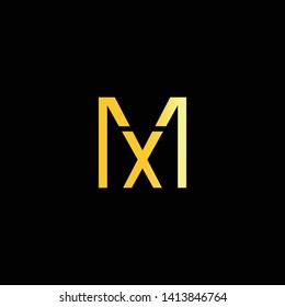 Initial MX XM letter logo design in black background