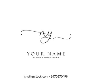 Initial MY beauty monogram and elegant logo design, handwriting logo of initial signature, wedding, fashion, floral and botanical with creative template.