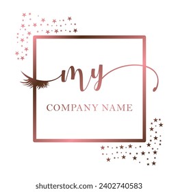 Initial MY calligraphy company eye and eyelash handwriting