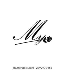 Initial MY handwriting flower typography ornament modern