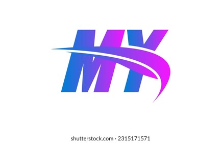 Initial MY letter Logo With Swoosh Design Graphic Vector Template for Business and Company Identity