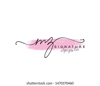 Initial MZ beauty monogram and elegant logo design, handwriting logo of initial signature, wedding, fashion, floral and botanical with creative template.