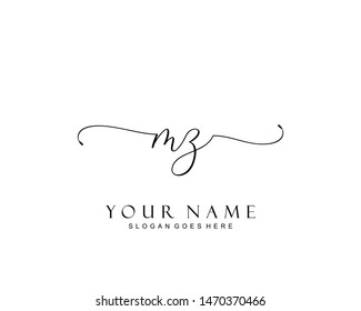 Initial MZ beauty monogram and elegant logo design, handwriting logo of initial signature, wedding, fashion, floral and botanical with creative template.