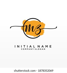Monograma de belleza inicial MZ y diseño elegante de logotipo, logotipo de escritura a mano de firma inicial, boda, moda, floral y botánica con plantilla creativa.