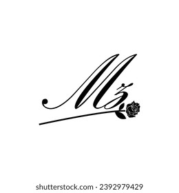 Initial MZ handwriting flower typography ornament modern
