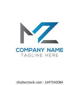 Plantilla vectorial de diseño de logotipo de letra MZ inicial. Diseño del logotipo de carta abstracta MZ