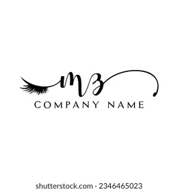 initial MZ Logo lash logo eyelash vector modern symbols makeup