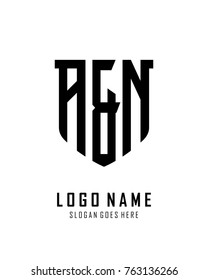 Initial A & N abstract shield logo template vector