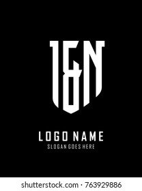 Initial I & N abstract shield logo template vector