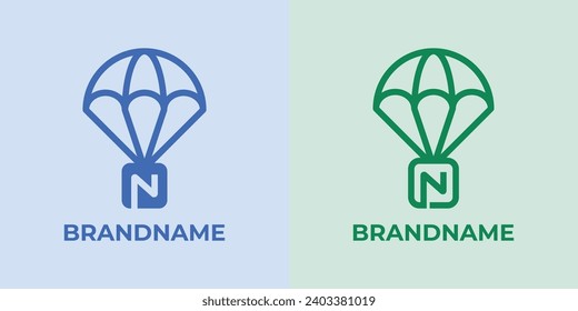 Initial N Airdrop Logo Set, great for business related to Airdrop or parachutes with N initial