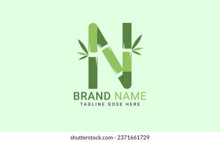 Initial N alphabet with bamboo leaf. eco-friendly logo concept. Letter N alphabet symbol for business and company identity