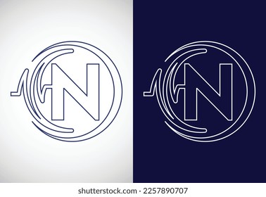 Initial N alphabet with health pulse. Line art heartbeat logo design. Logo for medical or health business