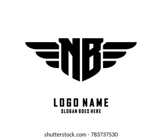 Initial N & B wing logo template vector