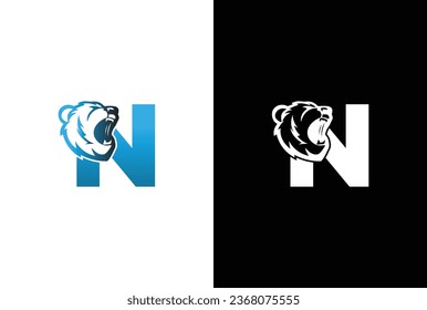 Initial N Bear logo. Bear Abstract N letter with bear modern unique logo design. Logo icon template vector image