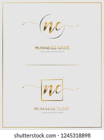 Initial N C NC handwriting logo vector. Letter handwritten logo template.