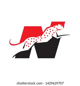 Initial N cheetah logo template vector illustration