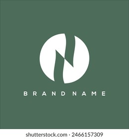initial N with circle leaf logo vector