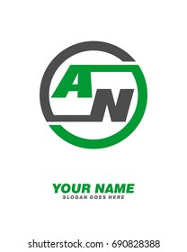 Initial A N circle logo template vector