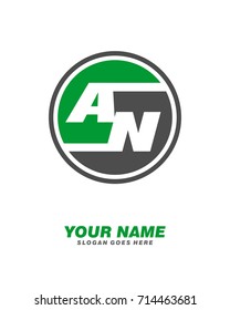 Initial A N circle logo template vector