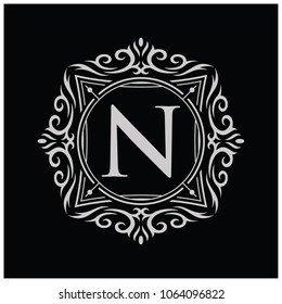 Initial N with a circular decoration Logo Design Template. Letter Icon Logo. Vector Illustration.