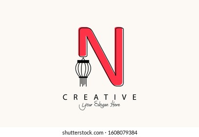 Initial N Creative Logo Icon Design. Elegant happy chinese new year design with letter style.