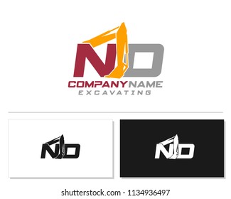 Initial N D excavator logo concept vector with arm excavator template vector.