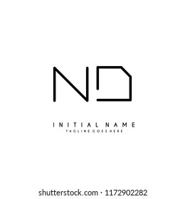 Initial N D minimalist modern logo identity vector