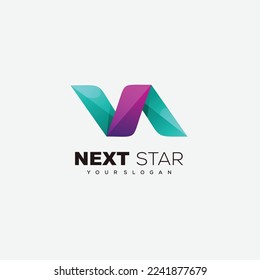 initial n design logo gradient colorful
