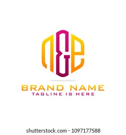 Initial N and E abstract logo template vector