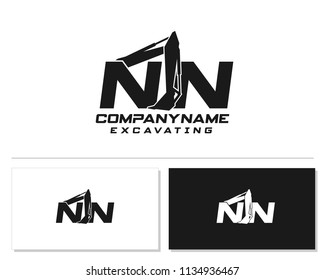 Initial N N excavator logo concept vector with arm excavator template vector.