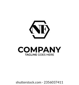 Initial N and F lettering logo design