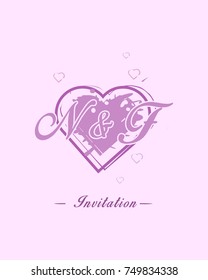 Initial N & F wedding invitation logo template vector