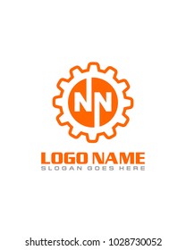 Initial N & N gear logo template vector