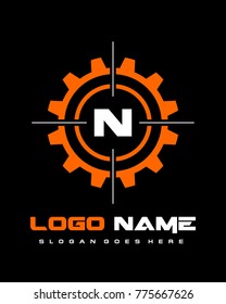 Initial N gear target logo template vector