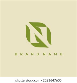 initial N geometric leaf logo vector