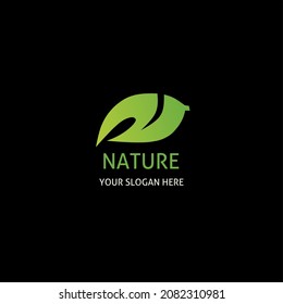 Initial N green leaf logo