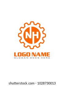 Initial N & H gear logo template vector