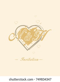 Initial N & H wedding invitation logo template vector