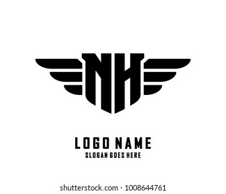 Initial N & H wing logo template vector