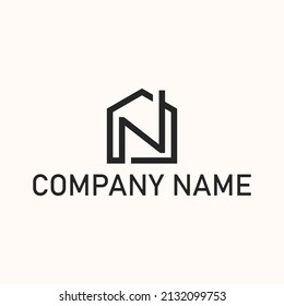Initial N Home Logo design. Real estate business logo