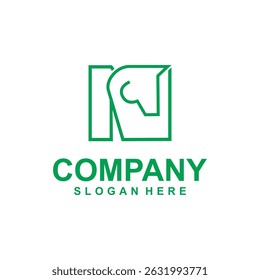 Initial N Horse Animal Line einfache kreative Logo-Design-Vorlage