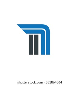 Initial N IN Isolated Letter Logo Black Blue