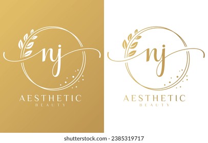 Initial N and J Feminine Logo Design