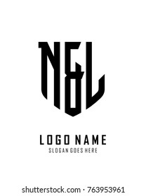 Initial N and L abstract shield logo template vector