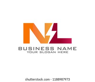 Initial N L logo concept with electric template vector