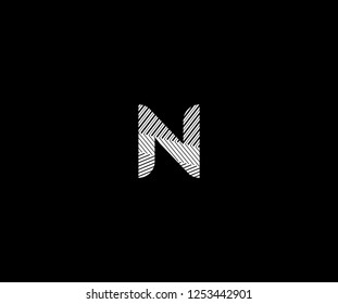Initial N Letter Abstract Stripes Transition Monogram Logotype