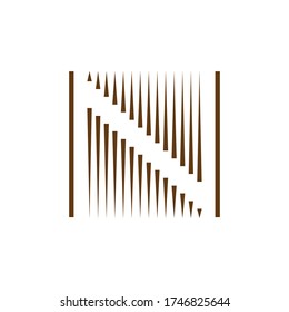 Letra N inicial con efecto de cuadrícula de pincel y ilustración de diseño de logotipo de estilo de arte de línea