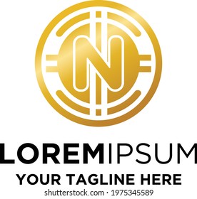 Initial N Letter Coin Cryptocurrency Logo
